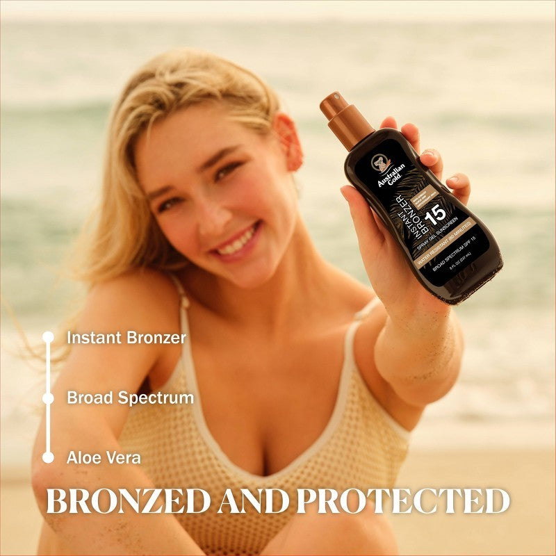 SPF 15 Spray Gel Sunscreen with Bronzer - Coconut Scent, 2-Pack