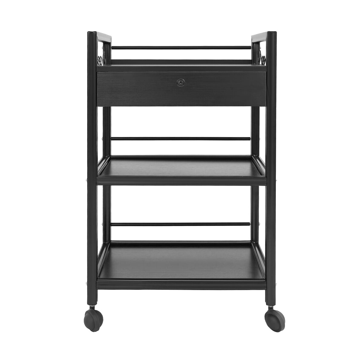 3-Tier Salon Cart with Drawer and Locking Storage, Rolling Trolley for Beauty Spa