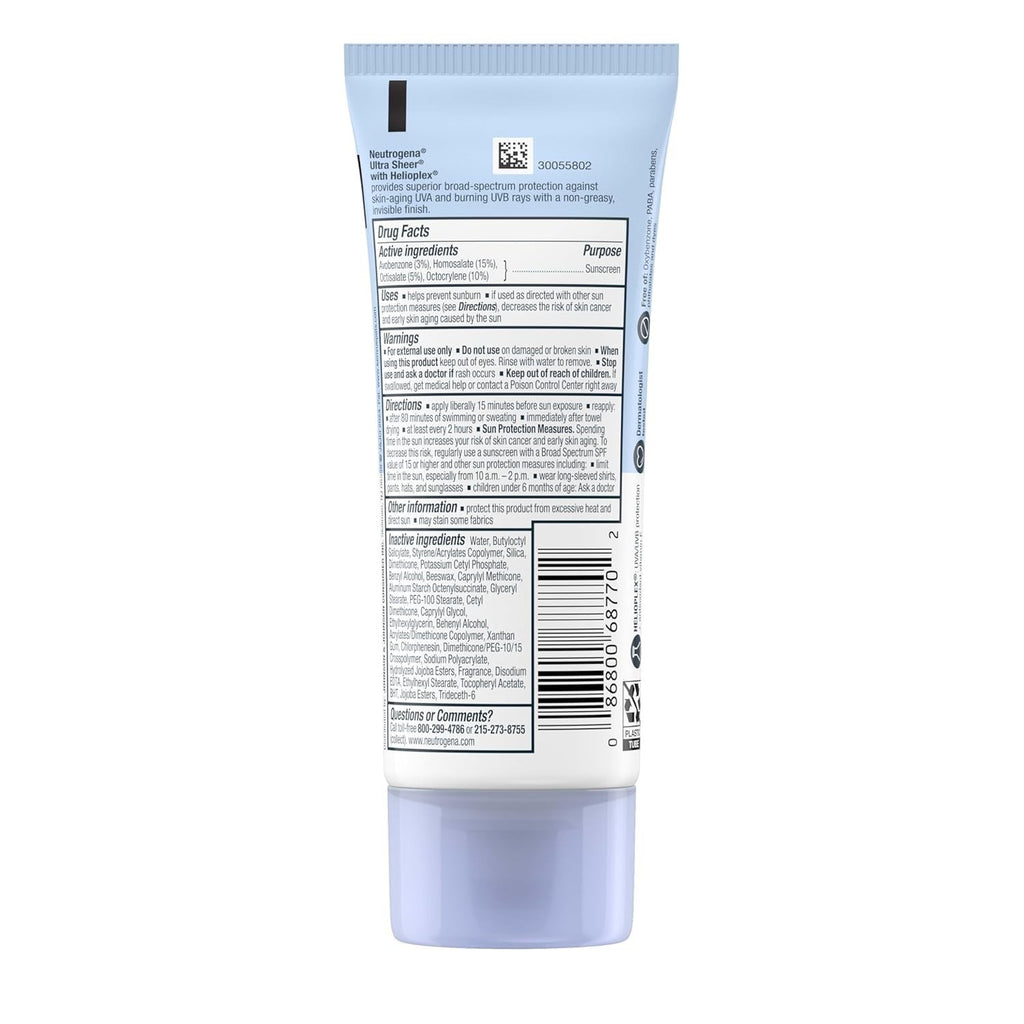 Neutrogena Ultra Sheer SPF 70 Dry-Touch Sunscreen Lotion Broad Spectrum Water Resistant