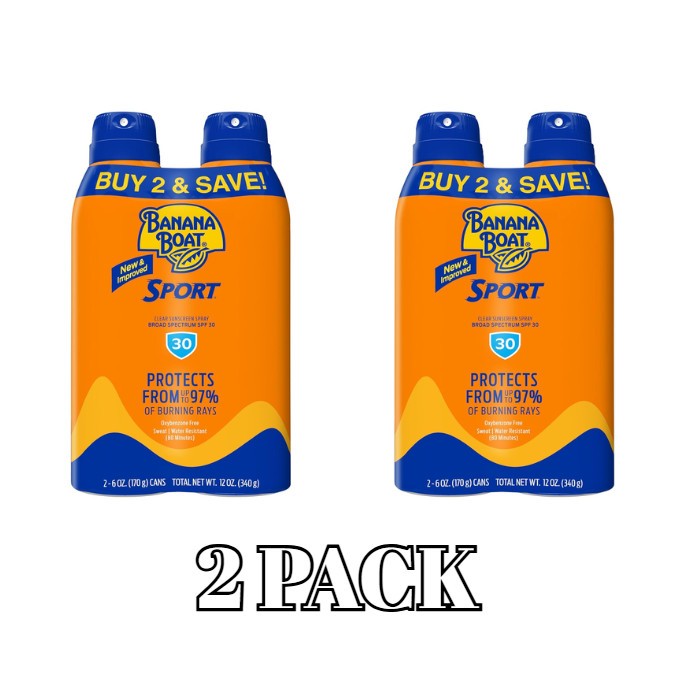 SPF 30 Sunscreen Spray Twin Pack - Water & Sweat Resistant Sun Protection