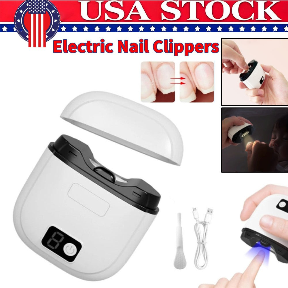 Electric Toe Nail Clippers for Thick Nails - Rechargeable White Trimmer