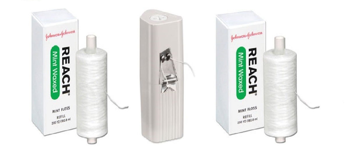 Mint Waxed Dental Floss Refill 200 Yards with Dispenser - Pack of 3
