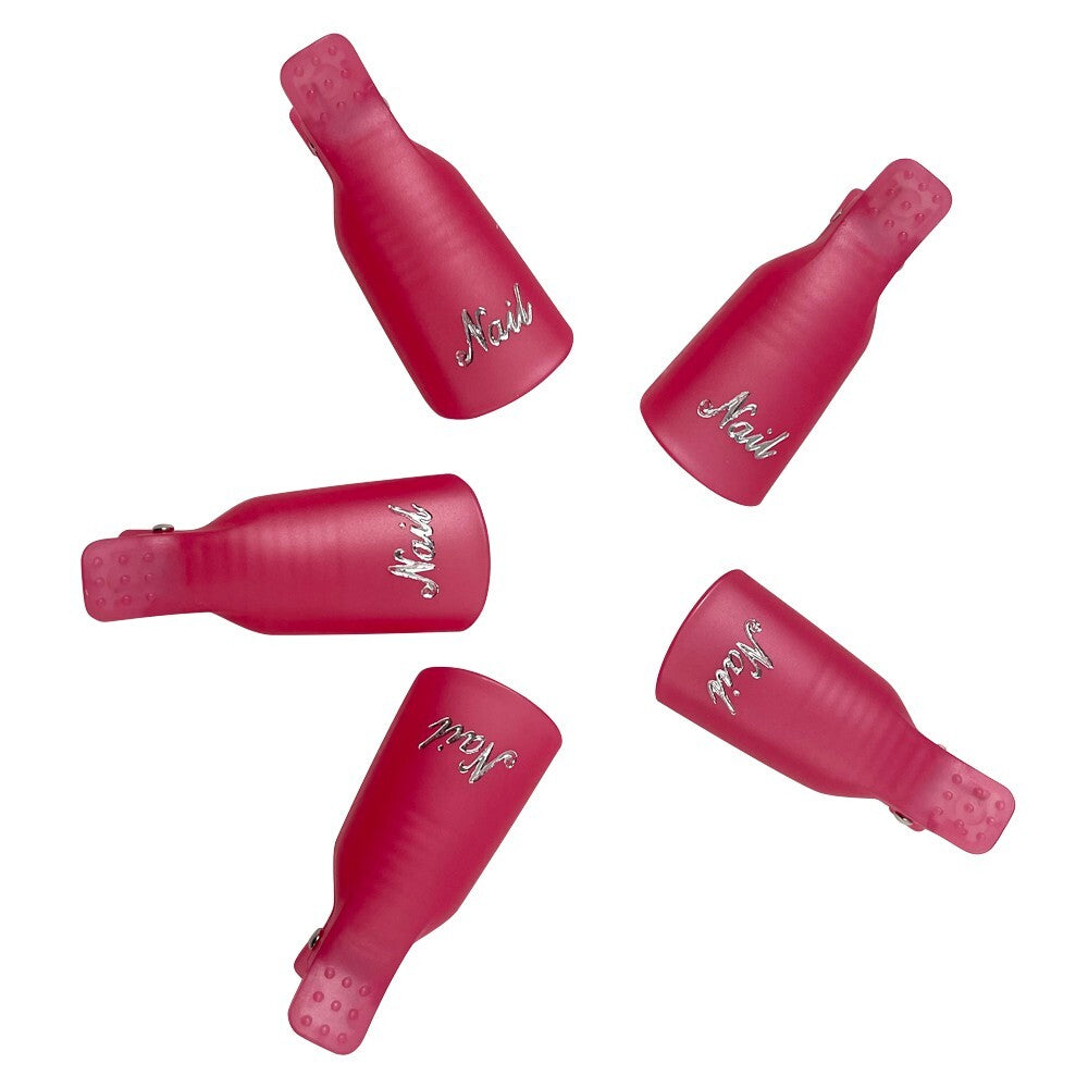 Pink Nail Removers Kit with 10 Plastic Soak Off Clips for Nail Art Removal
