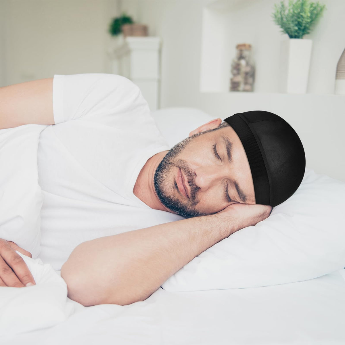 Men's Satin Sleep Bonnet & Wave Cap Set - Moisture Retention & Flat Waves