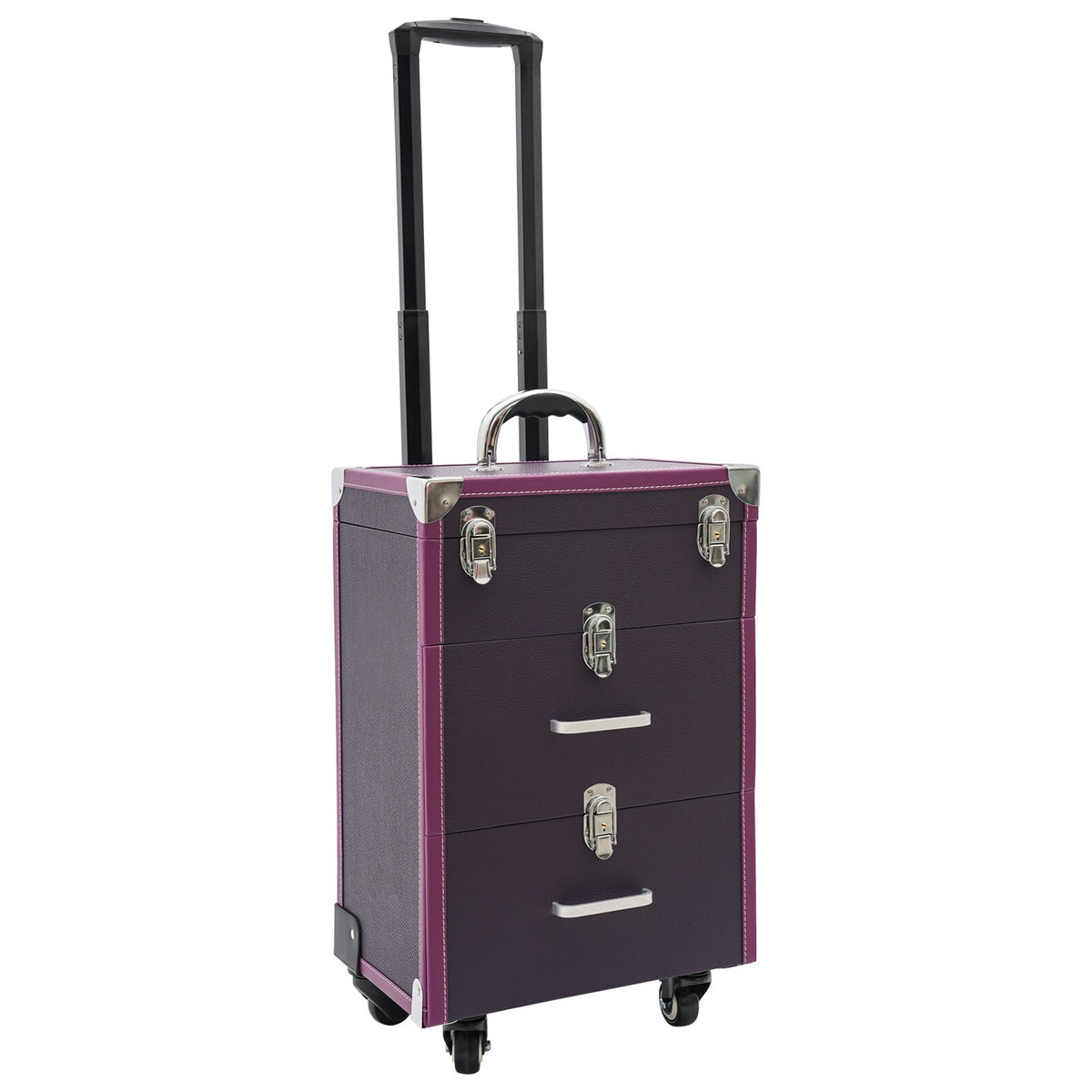 Large Capacity Nail Polish & Makeup Trolley Train Case with Wheels