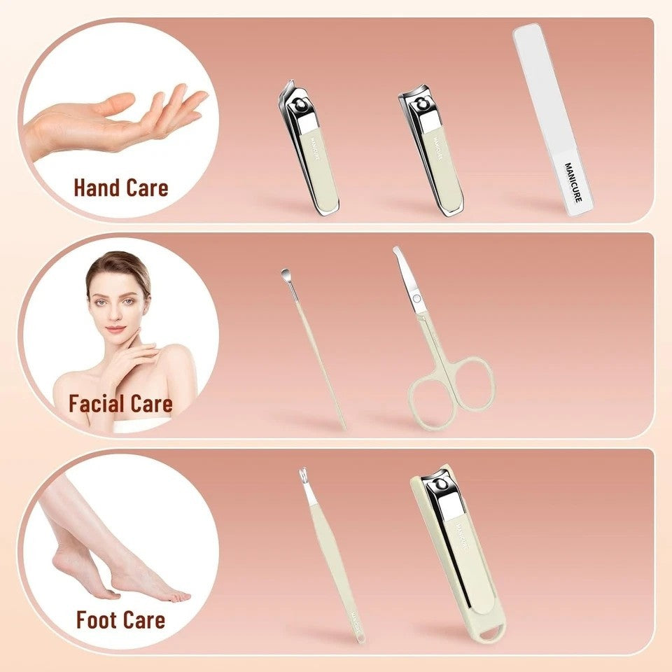 8-Piece Manicure Pedicure Nail Clipper Set with Ear Cleaner & Grooming Kit