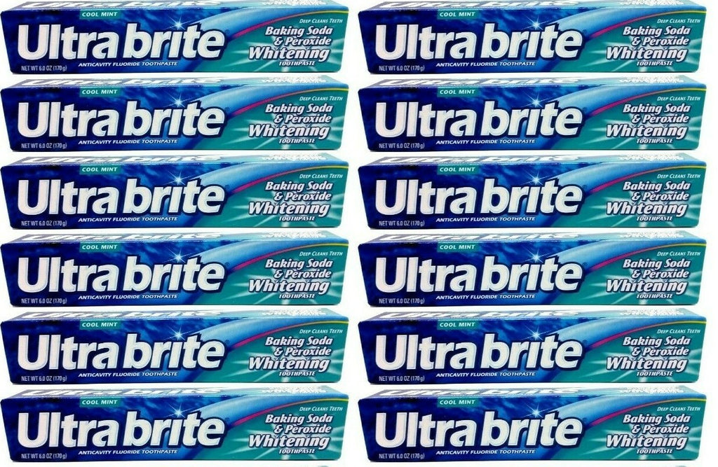 12-Pack Ultra Brite Cool Mint Toothpaste with Baking Soda & Peroxide 4.2oz