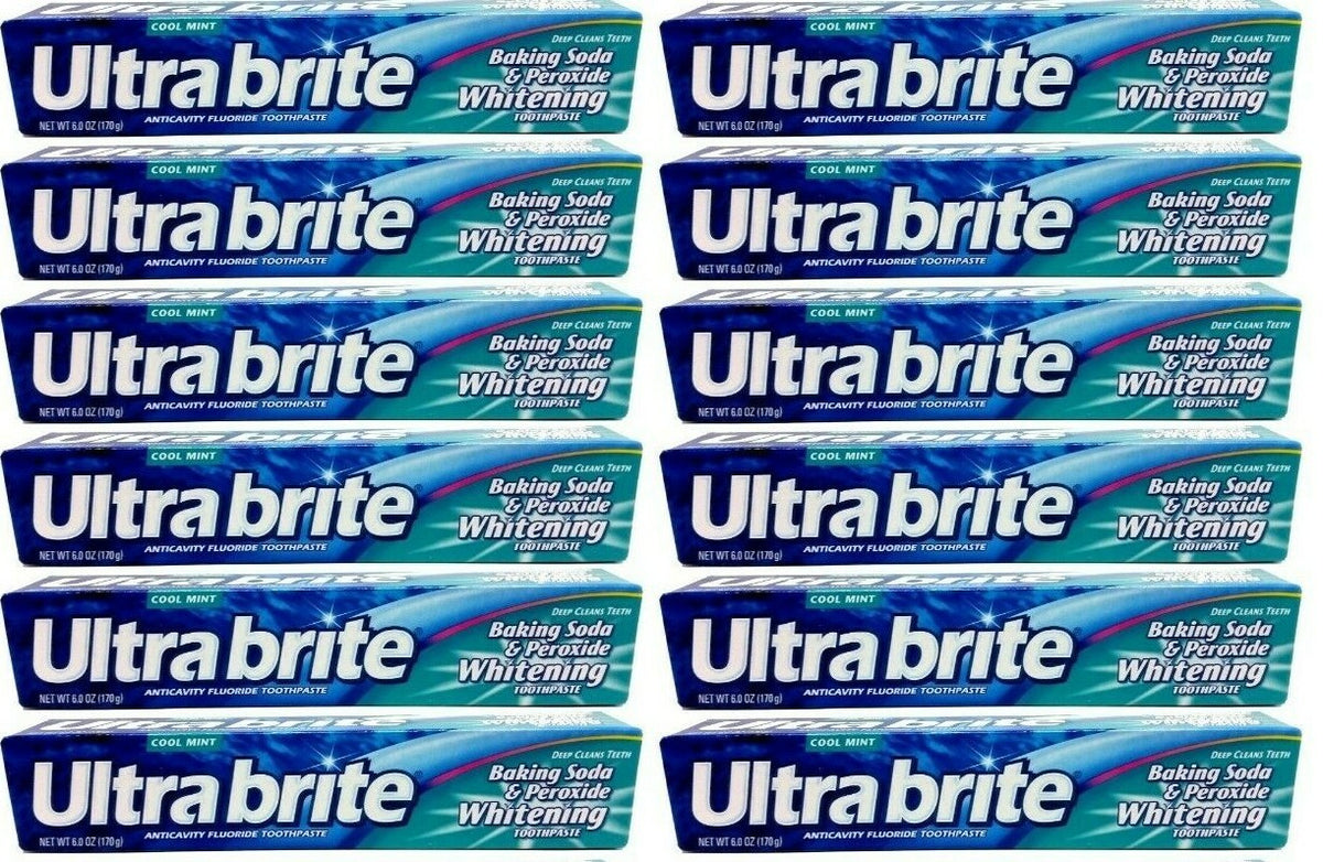12-Pack Ultra Brite Cool Mint Toothpaste with Baking Soda & Peroxide 4.2oz
