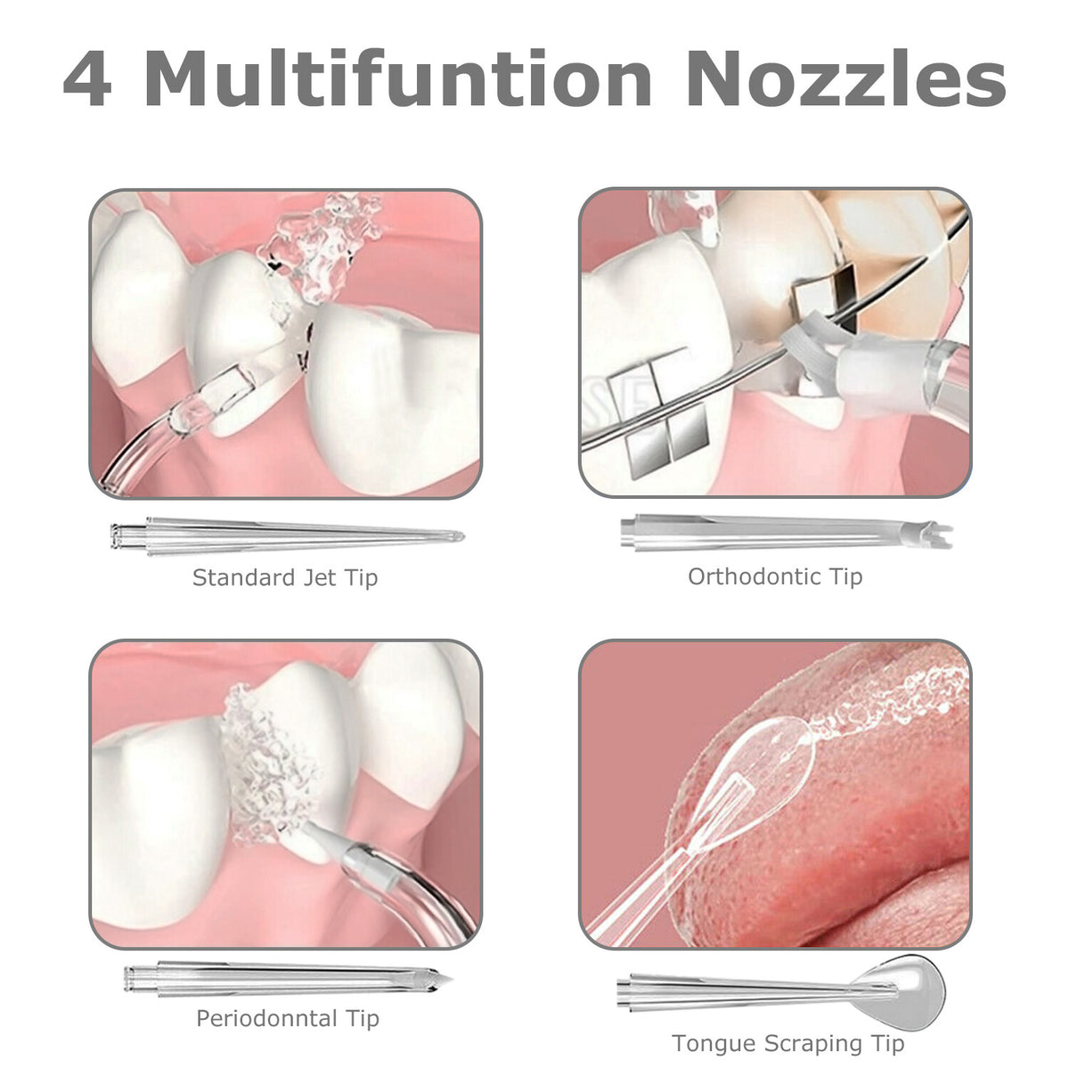 Cordless Water Flosser Dental Oral Irrigator Travel Teeth Cleaner with 4 Tips