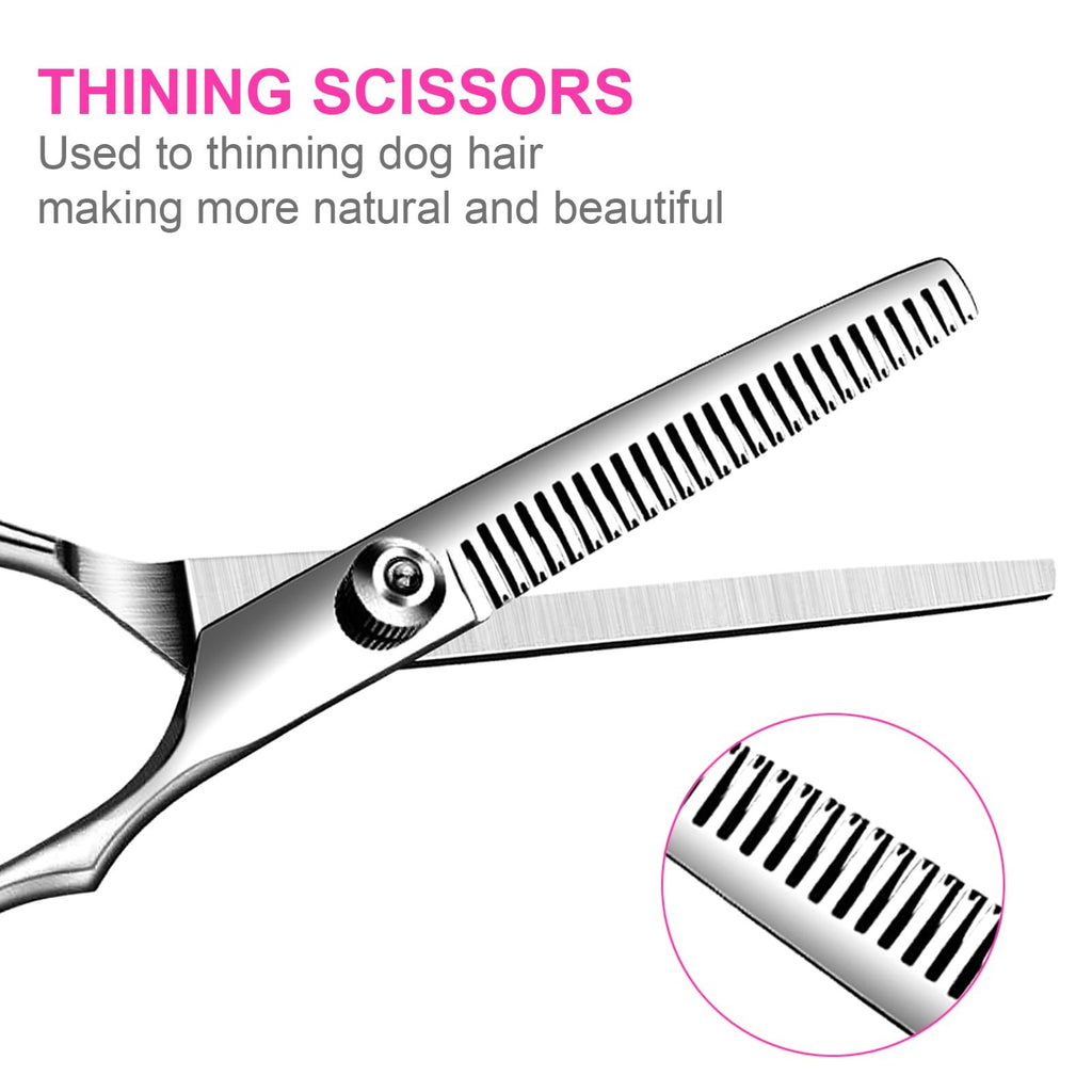 Dog Grooming Kit 4-Piece Stainless Steel Professional Grooming Scissors Set Pink