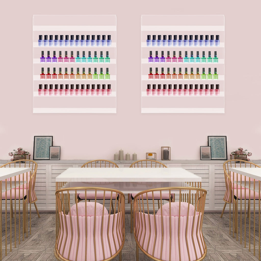 Acrylic Wall Mounted Nail Polish Organizer Rack - 6-Tier Storage Holder Set