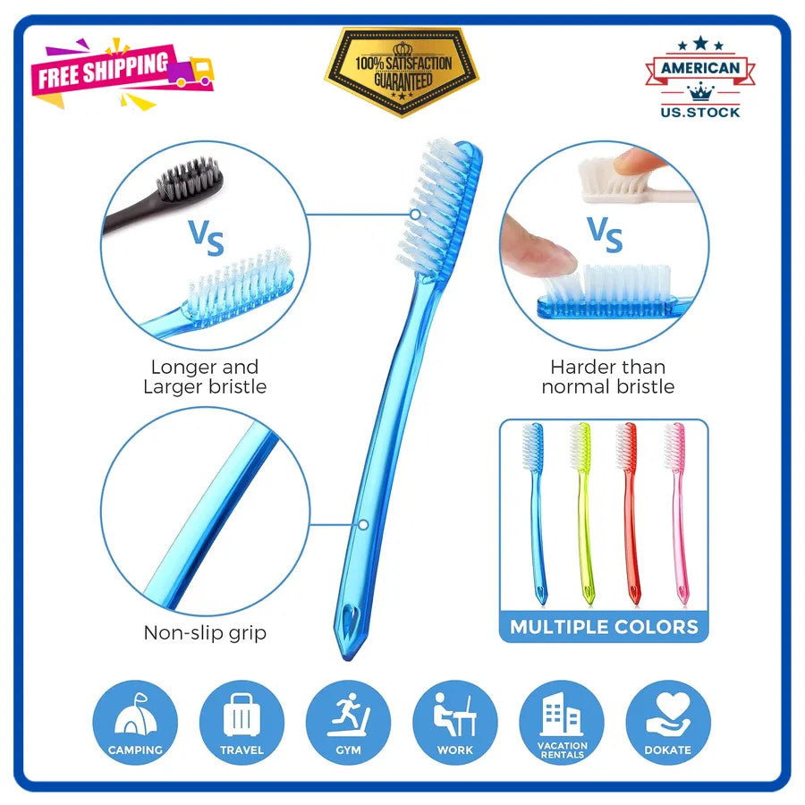 Extra Hard Toothbrush Set - 12-Pack for Adults Deep Cleaning & Stain Removal