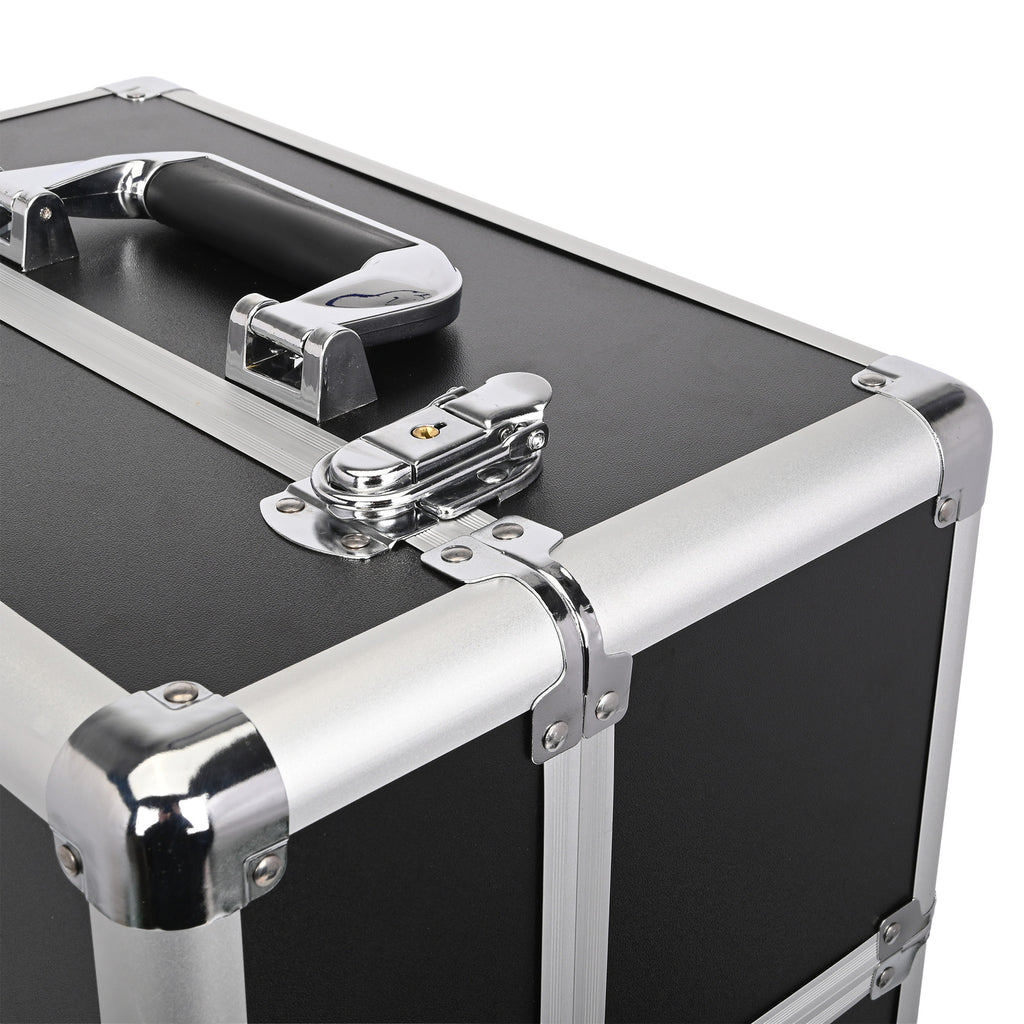 Professional Rolling Makeup Case with Metal Travel Luggage Storage