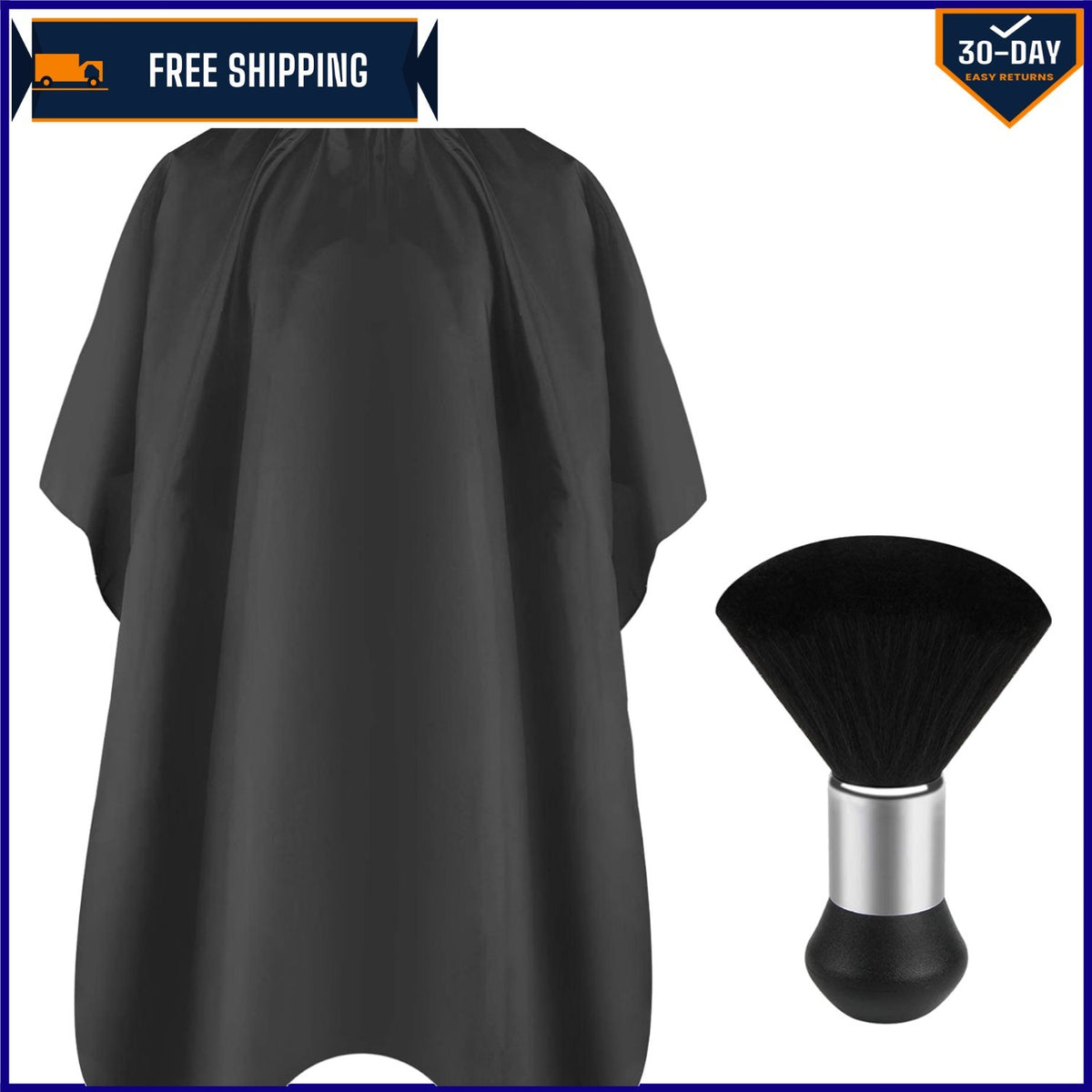 Full Coverage Hair Cutting Cape with Adjustable Neck & Duster Brush