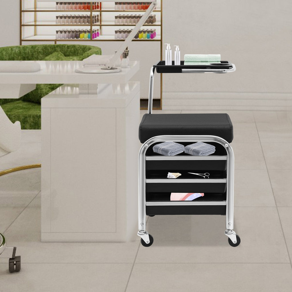 Manicure & Pedicure Tool Storage Cart with Adjustable Tray and Casters
