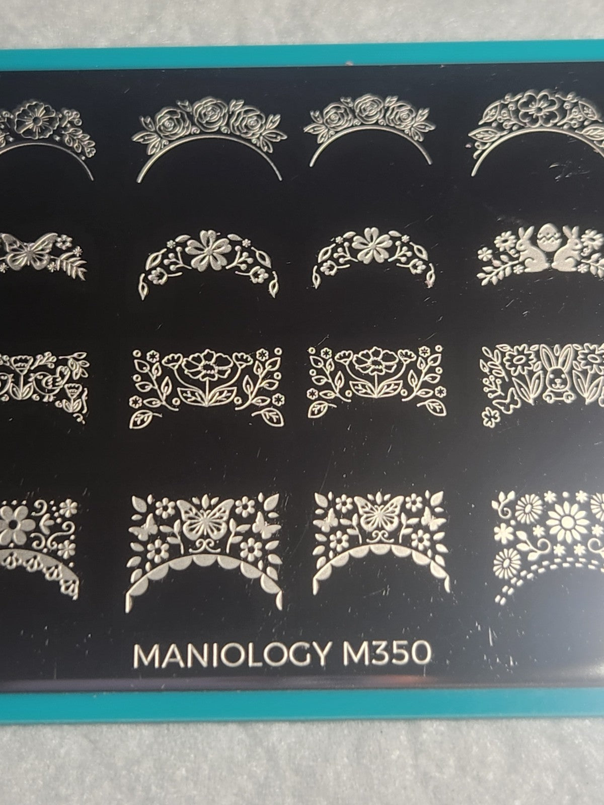 Maniology Nail Stamping Plate M350 Florals French for Nail Art