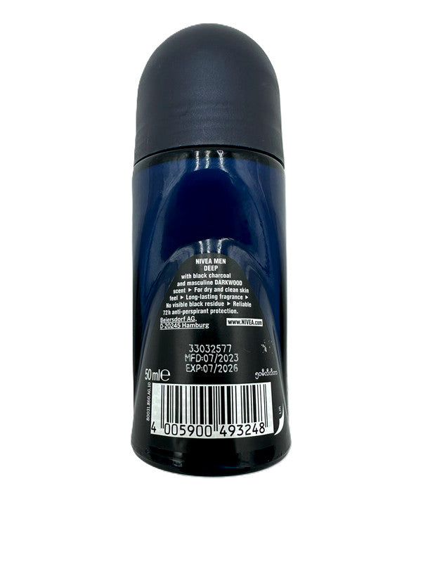 Men's Antiperspirant Roll-On 72H Dark Wood Scent, 50ml - Antibacterial Deodorant