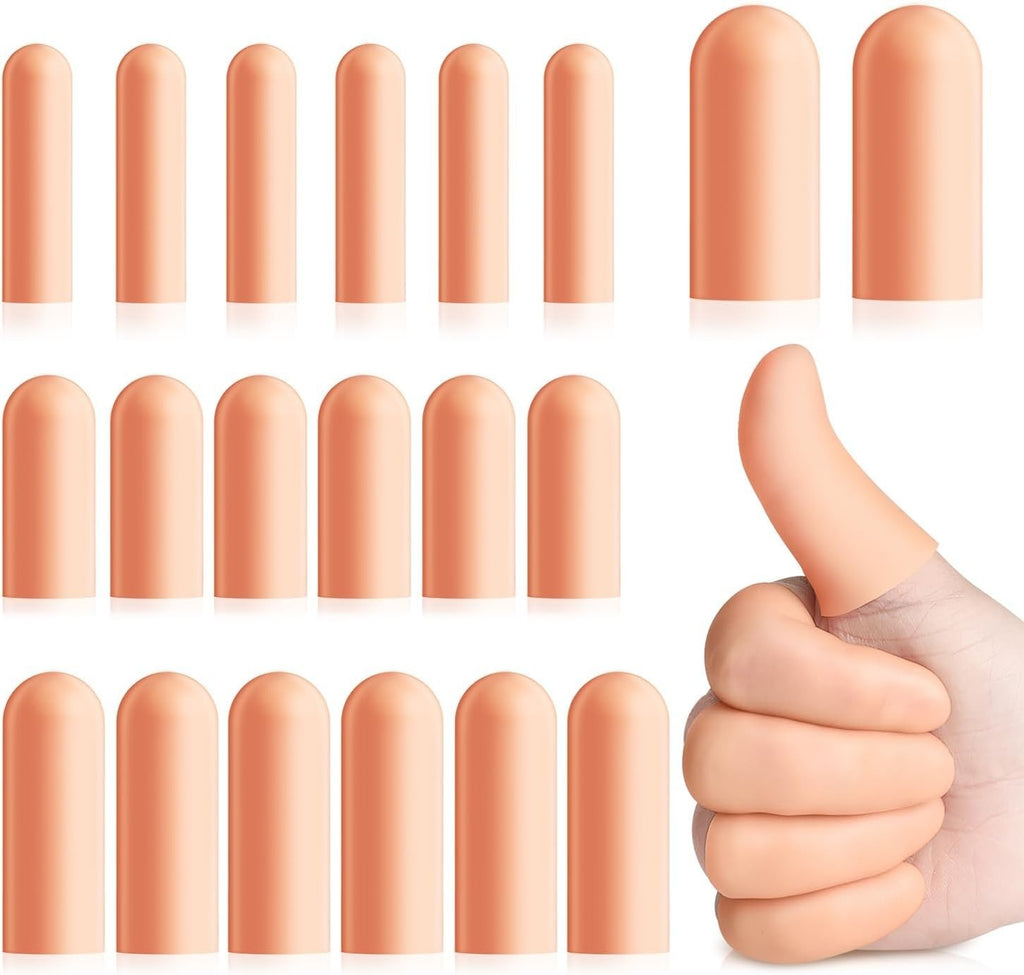 Silicone Finger Protectors 20 Pcs, Reusable Gel Finger Caps for Pain Relief & Skin Care