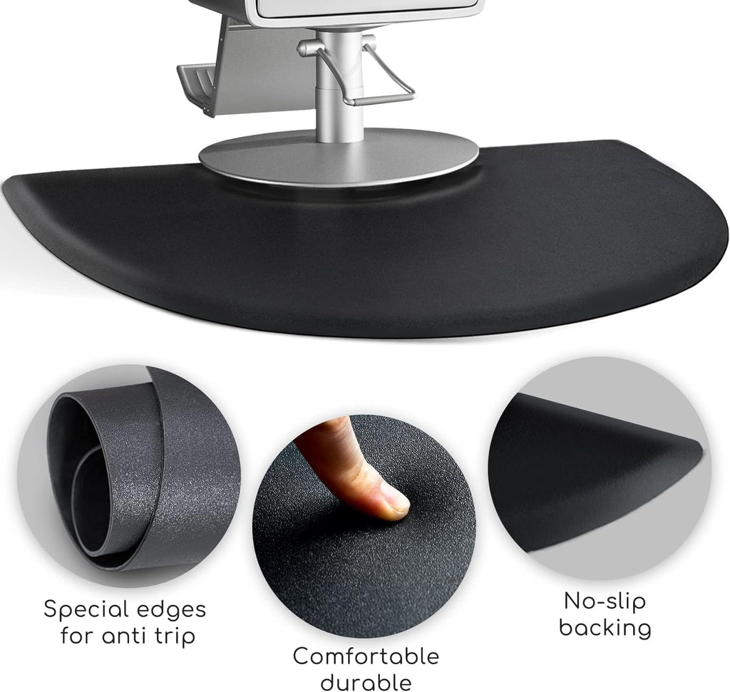 Anti-Fatigue Floor Mat for Salon & Barber Chairs 48x36 Black PVC Foam