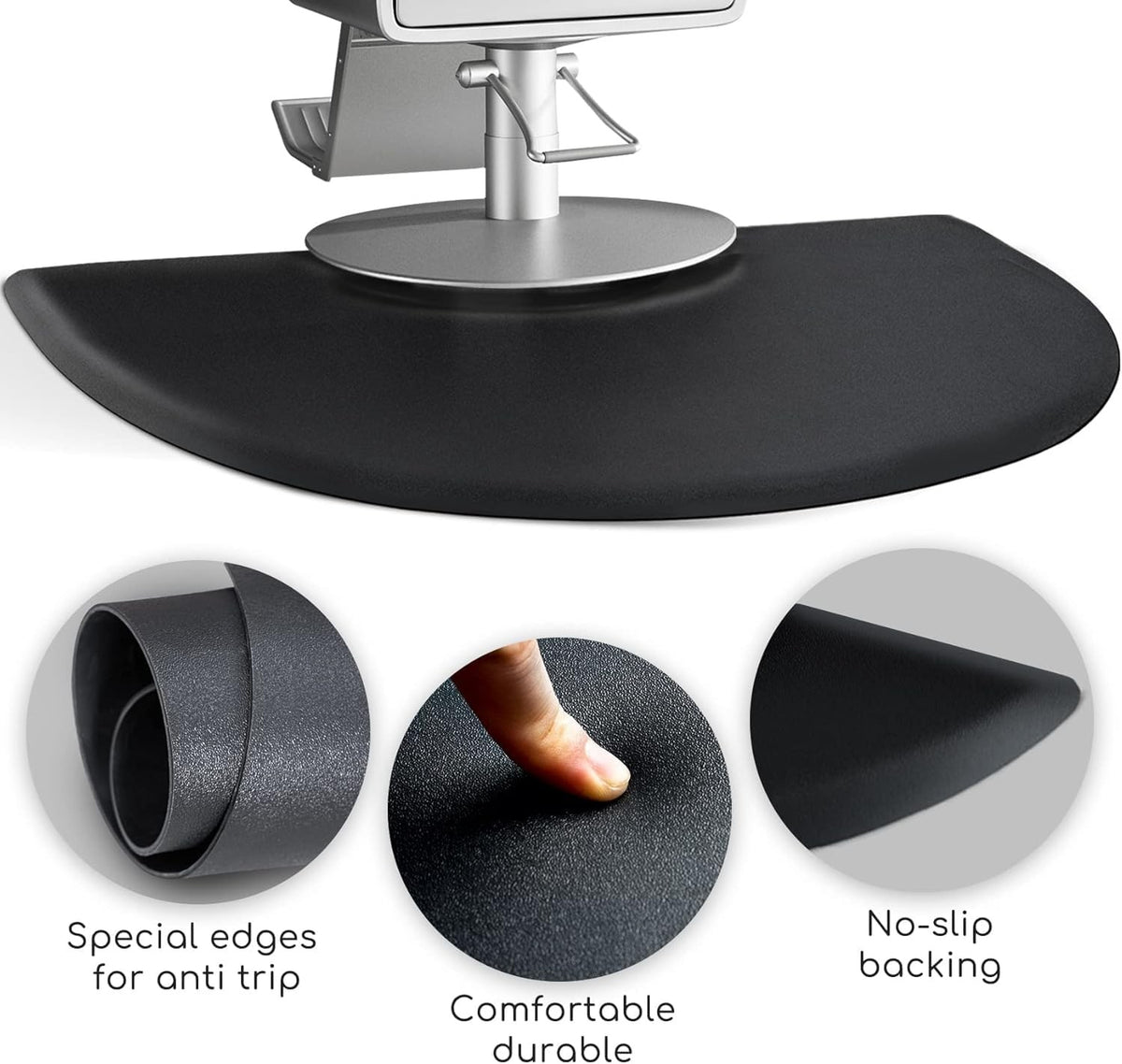 Anti-Fatigue Floor Mat for Salon & Barber Chairs 48x36 Black PVC Foam