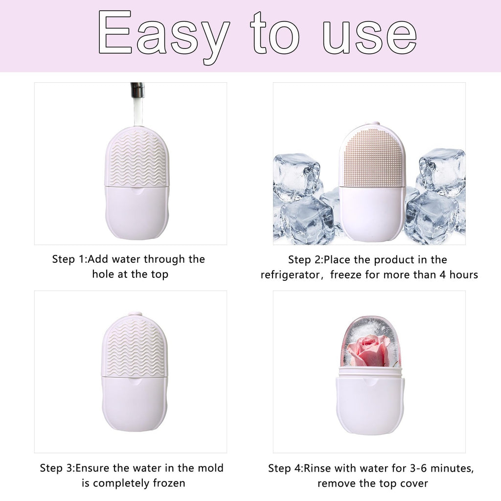 Face Ice Roller for Puffiness and Skin Care - Reusable Silicone Beige