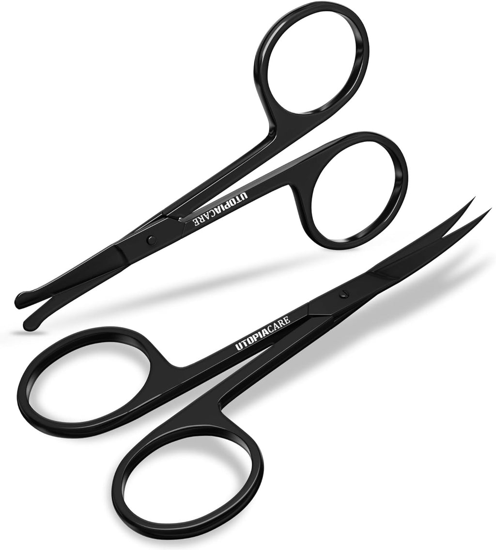 Professional Stainless Steel Eyebrow & Facial Hair Trimming Scissors Set