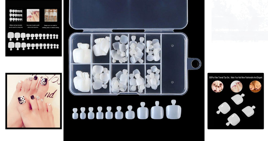 Eco-Friendly White Nail Tips Set - 10 Sizes for Manicure & Pedicure