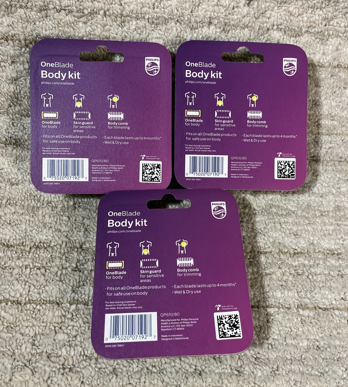 Philips Norelco OneBlade Replacement Blade Body Kit QP610/80 - 3 Pack