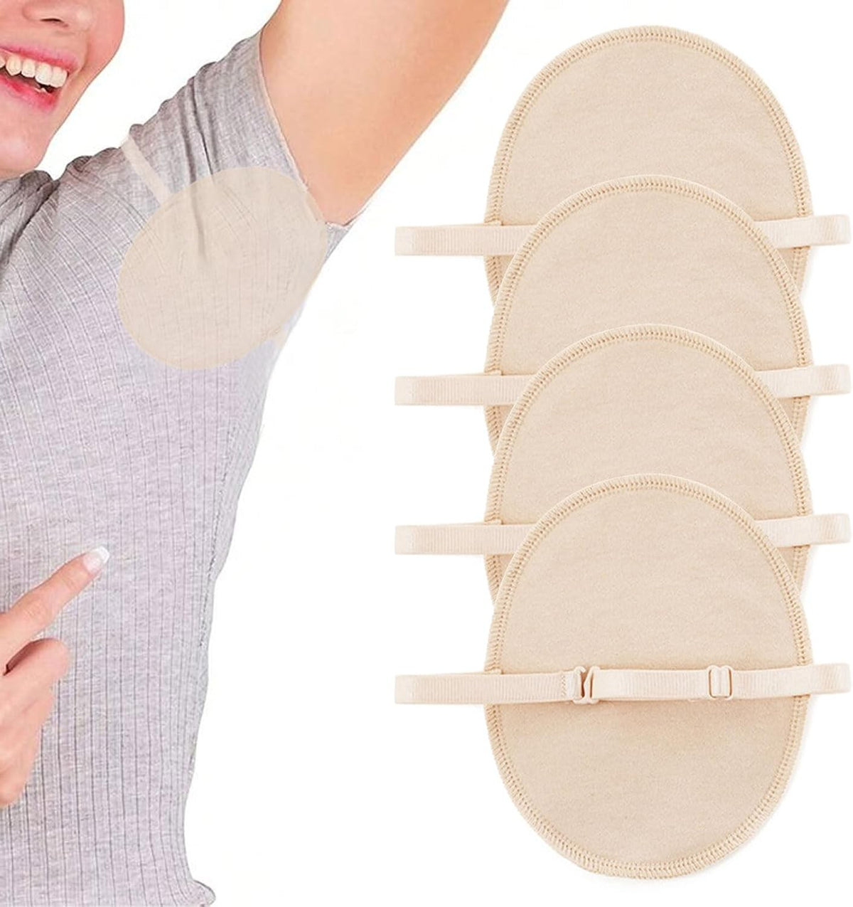 Reusable Underarm Sweat Pads with Adjustable Shoulder Straps - Breathable & Washable