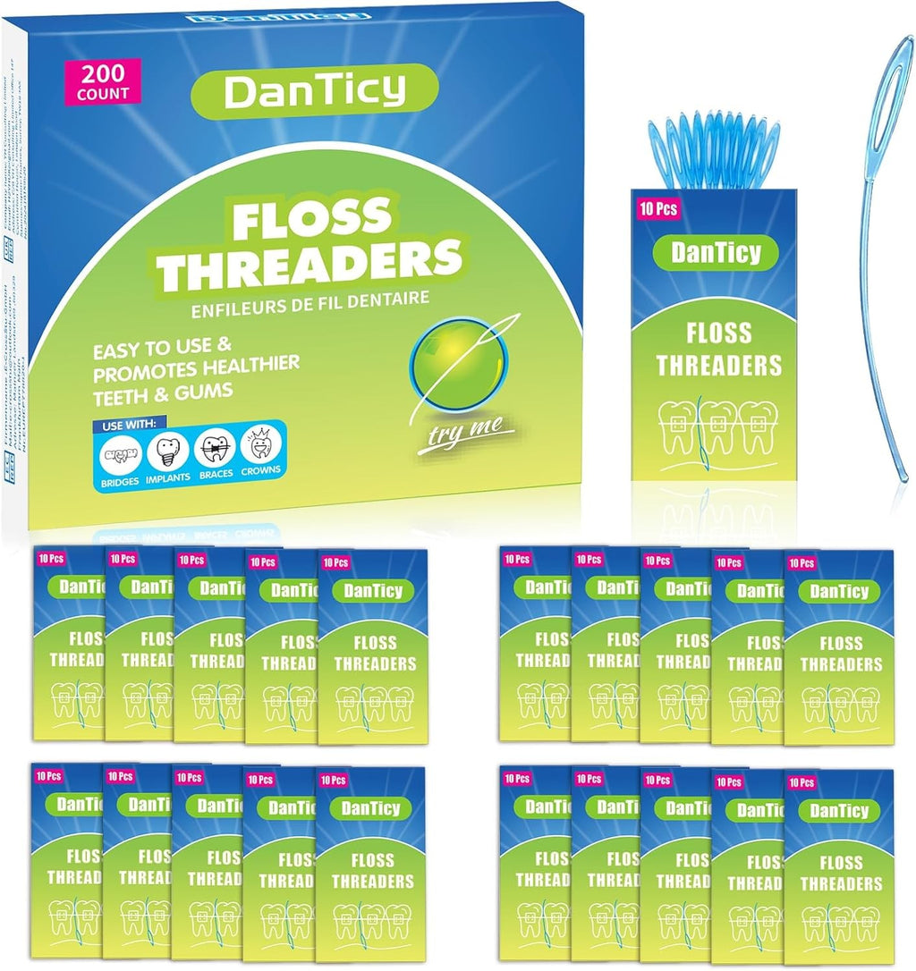 Dental Floss Aid for Braces & Retainers - 200 Count, Strong & Flexible