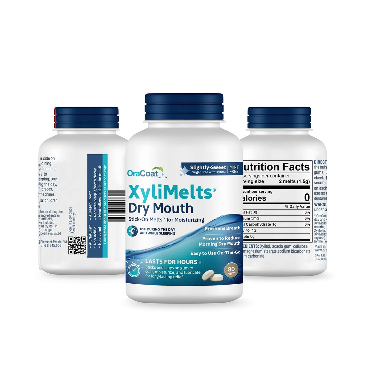 Dry Mouth Relief Discs with Xylitol - Long-Lasting Mint-Free Oral Discs, 80 Count
