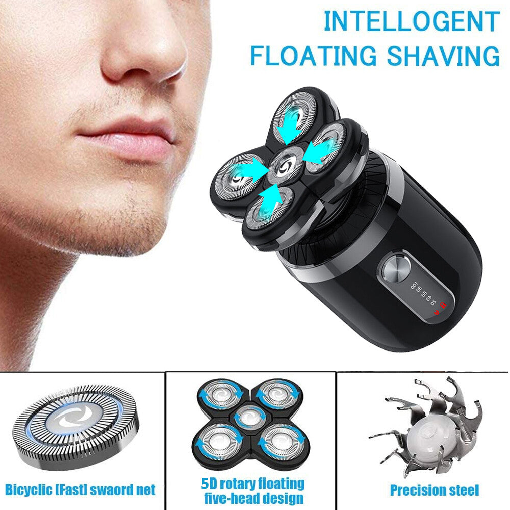 Men Electric Head Shaver Bald Head Razor Wet Dry Rechargeable Rotary Shaver