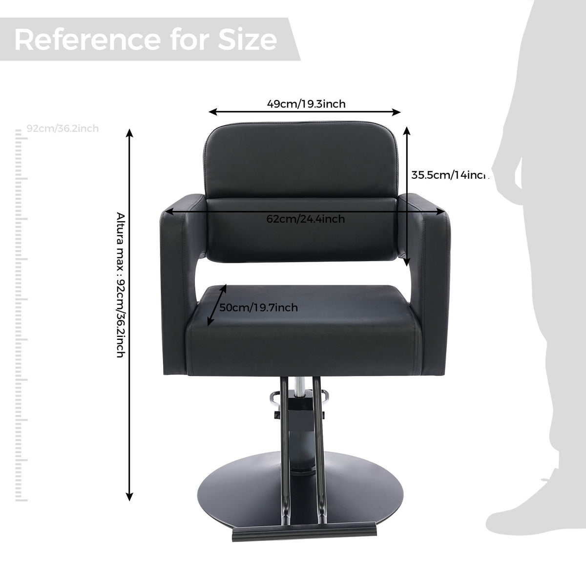 Hydraulic Salon & Barber Chair with 360° Adjustable Seat and Backrest