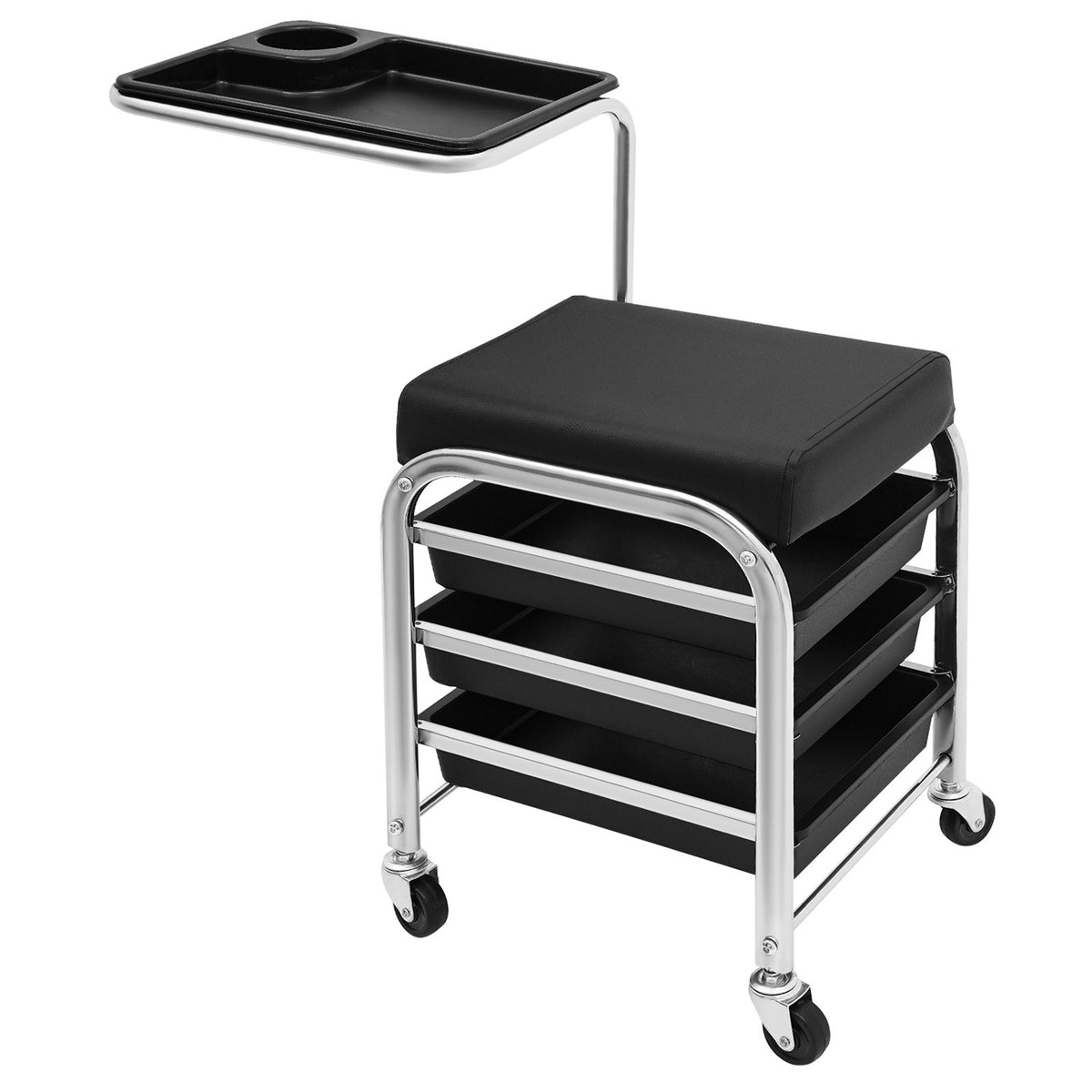 Manicure & Pedicure Tool Storage Cart with Adjustable Tray and Casters