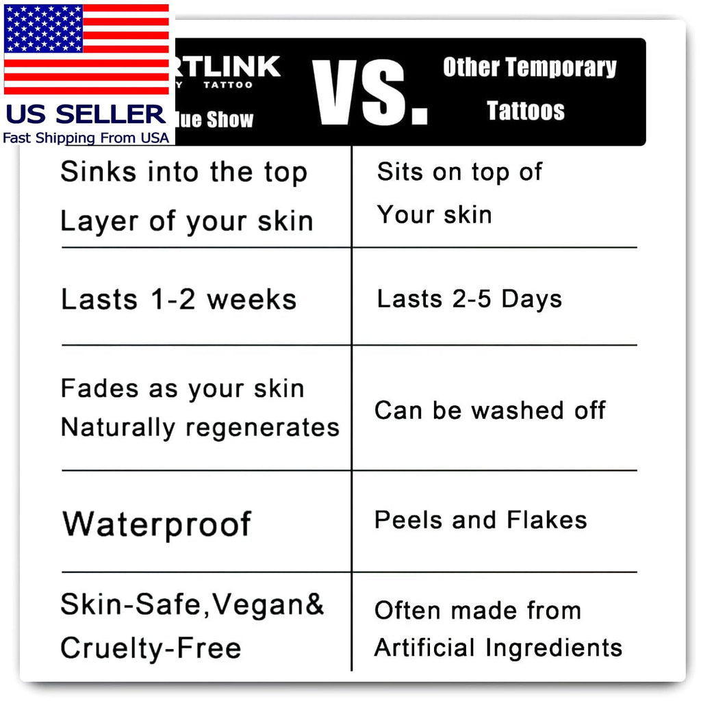 Temporary Tattoos - 8 Sheets Semi-Permanent Fake Tattoos 1-2 Weeks