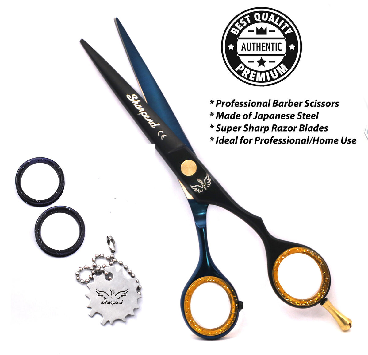 Professional Hairdressing Scissors Set for Salon Hair Cutting - 6 Inch Razor Edge Shears