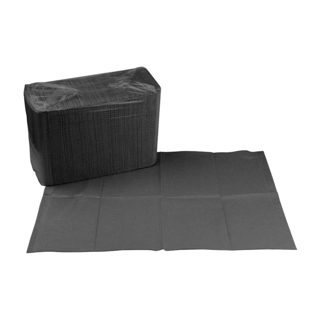 Disposable Tattoo Bibs 2 Pack 18 x 13.5 in Black • Water-Resistant Lap Cloths