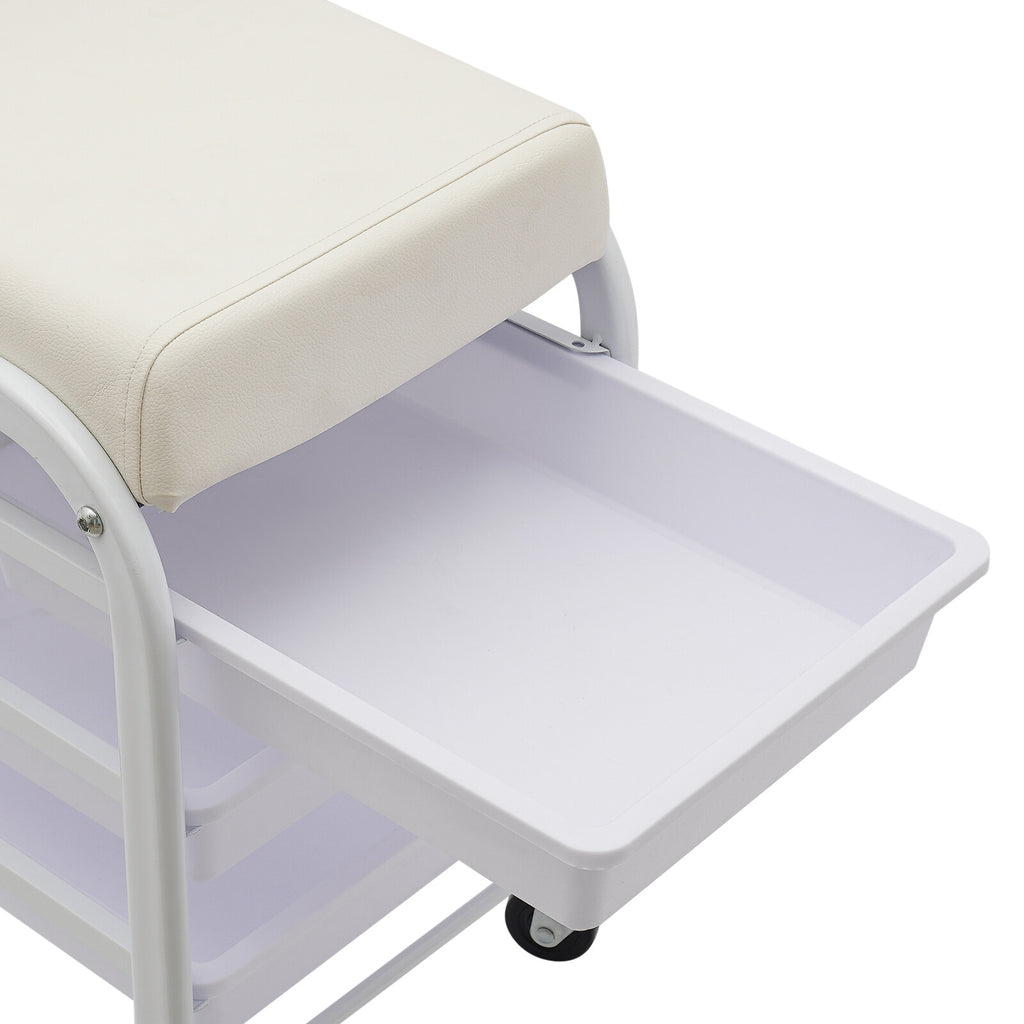 Mobile Nail Salon Cart with 3 Drawers & Wheels for Pedicure & Beauty Tools