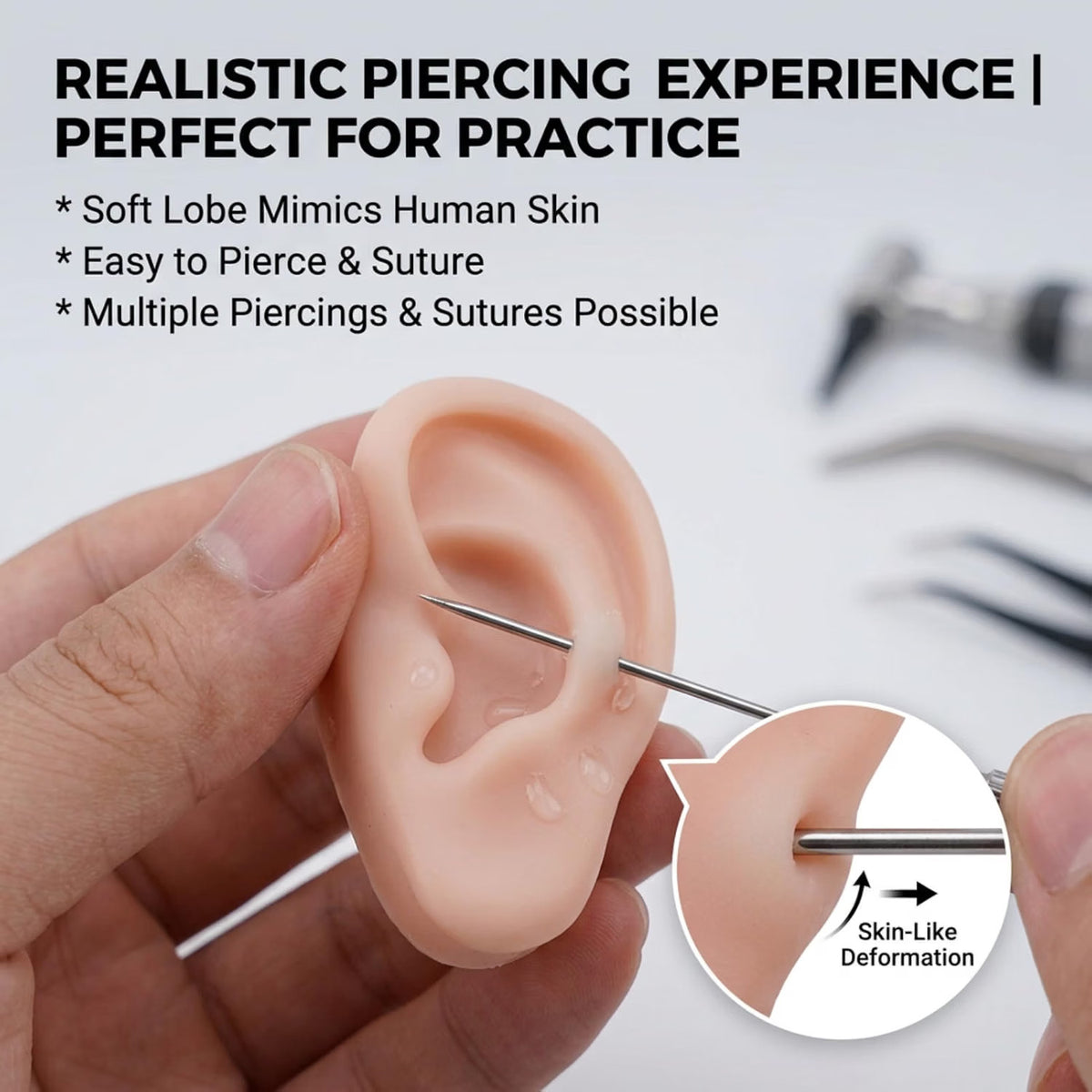 Silicone Ear Model – Flexible Realistic Training Ear for Piercing Practice