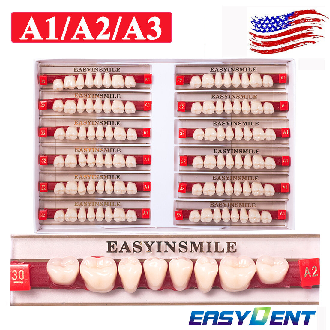 Dental Acrylic Resin Teeth Set for Dentures - Full Upper & Lower Options