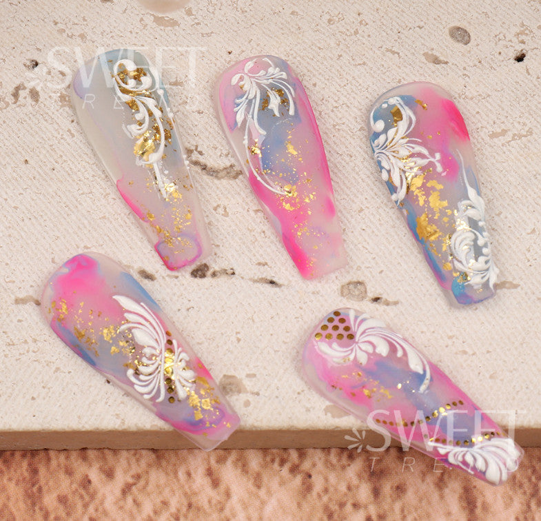Self-Adhesive 5D Nail Art Stickers Butterfly Flower Decor White K168 NH7