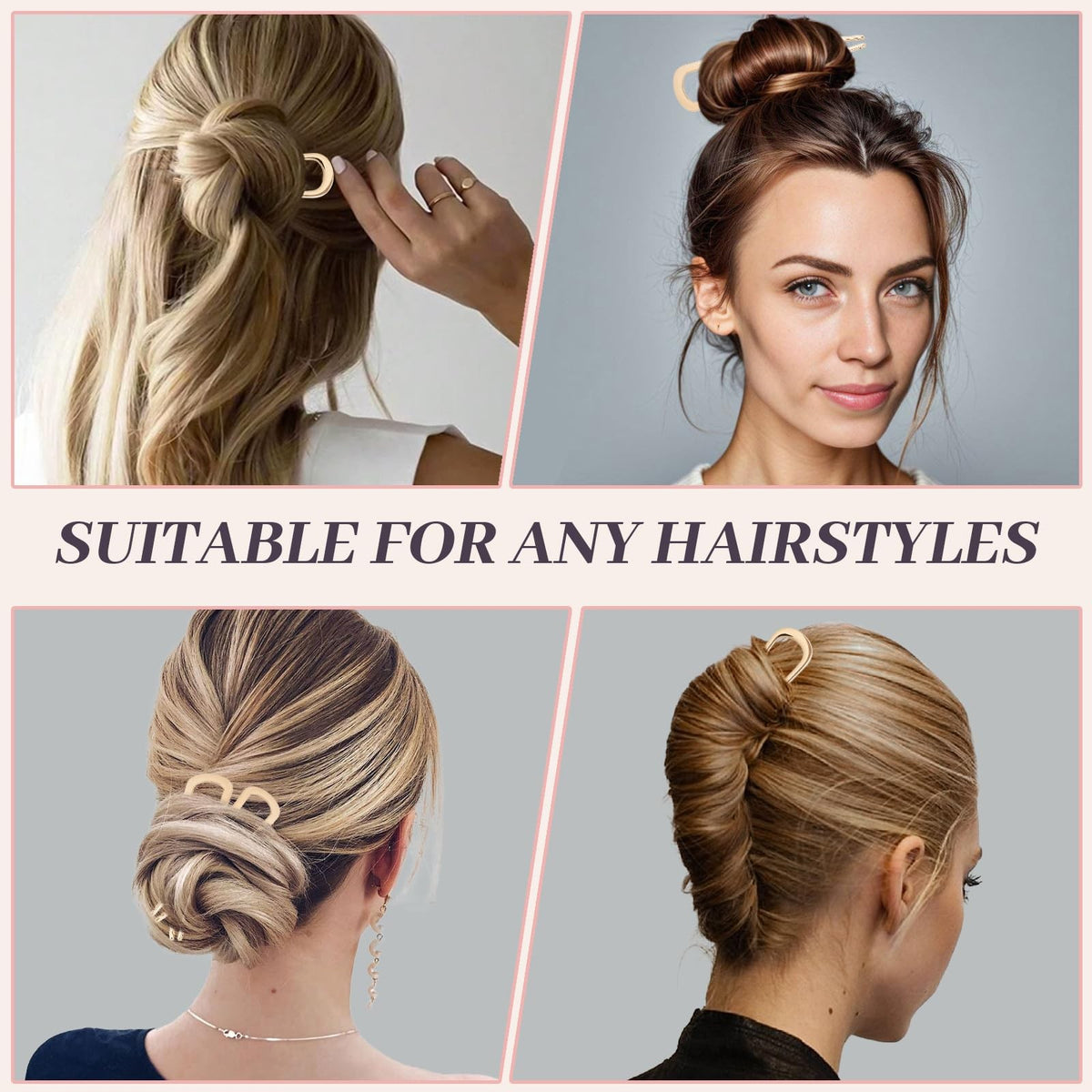 French Hair Pins U-Shaped Gold 2-Pack for Women & Girls - Elegant & Durable