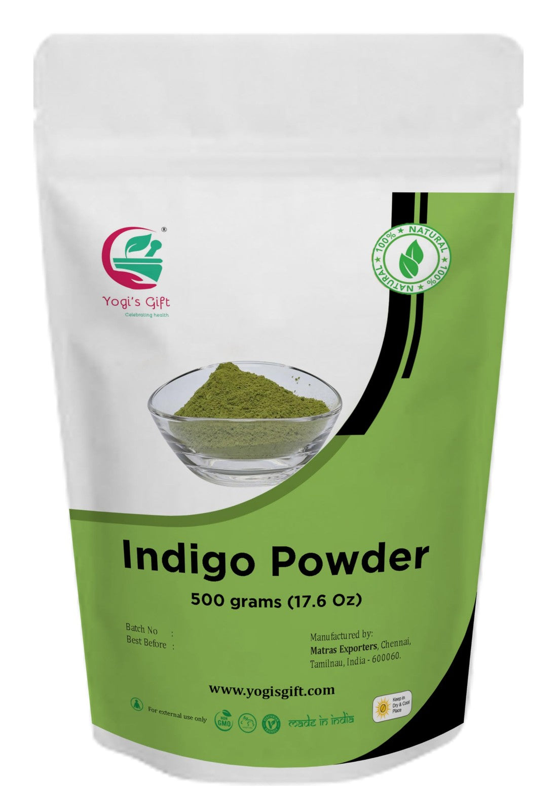 Indigo Powder for Hair 500g | Natural Hair Dye & Colorant (2 x 250g) 17.64 oz