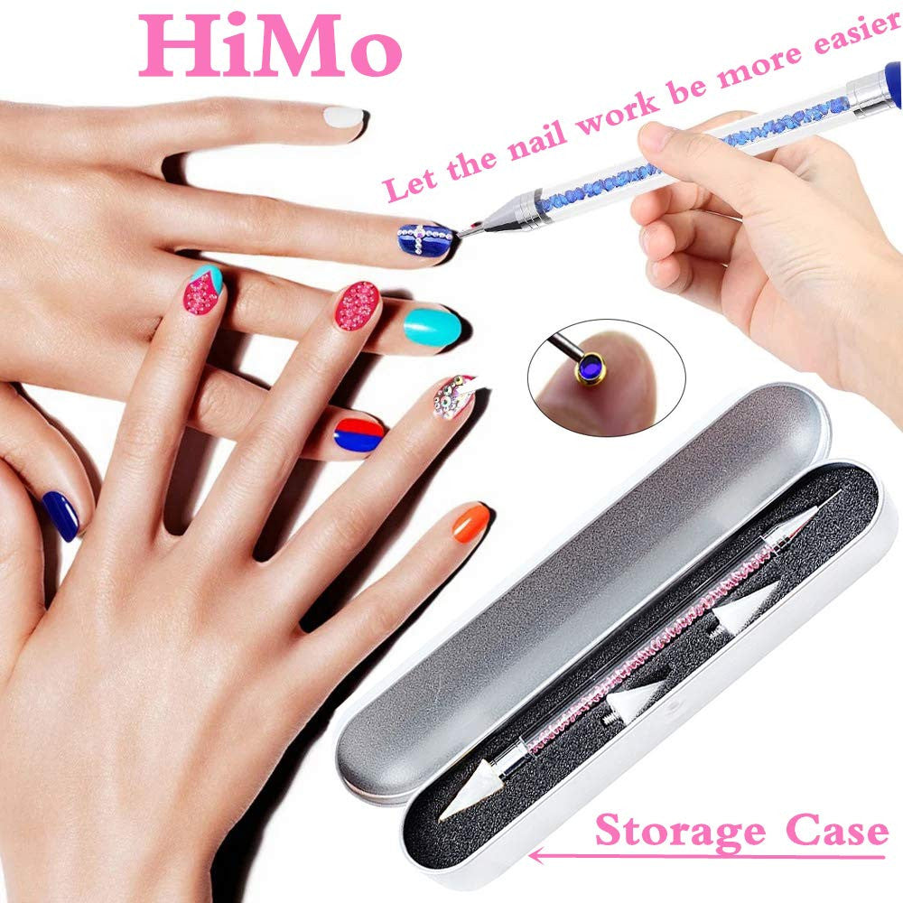 Dual-Ended Nail Rhinestone Picker Tool with Extra Wax Heads for Nail Art