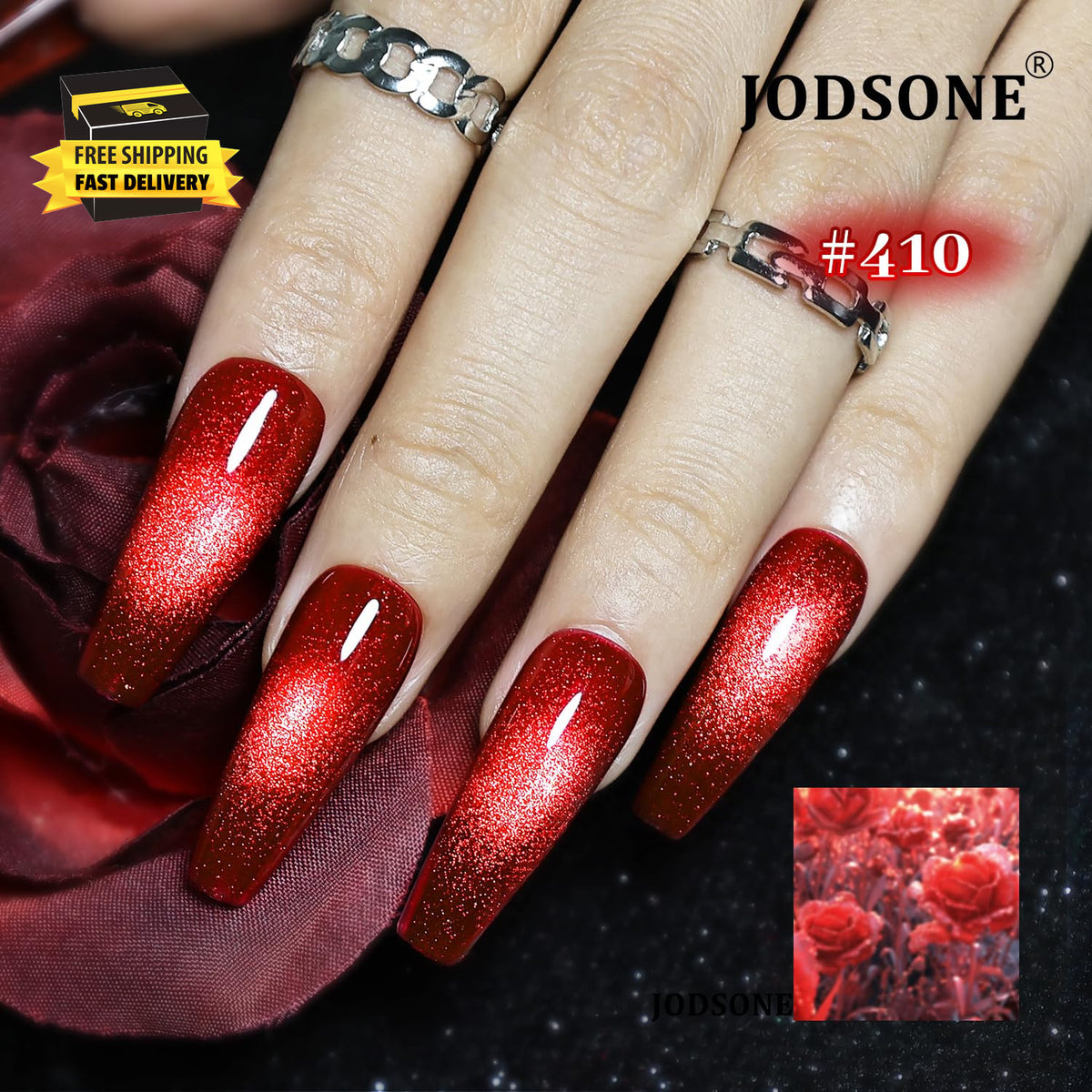 Cat Eye Gel Nail Polish Set with Base & Top Coat - Burgundy Red & Magnet Stick