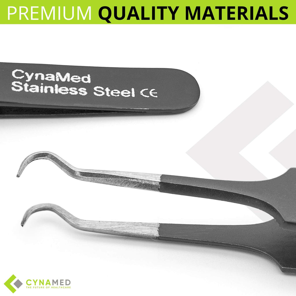 Professional Blackhead & Splinter Tweezers - Curved Steel Tip, Stainless Steel