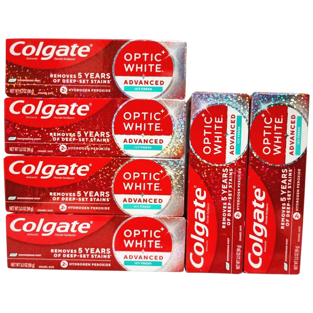 6 Pack Colgate Optic White Advanced ICY FRESH Toothpaste with Hydrogen Peroxide