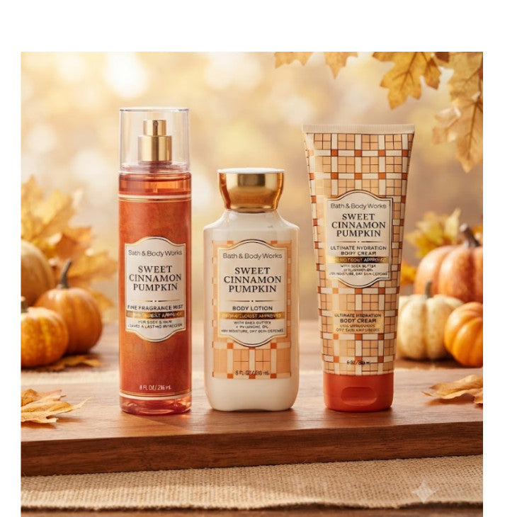 Bath & Body Works Sweet Cinnamon Pumpkin Deluxe Fragrance & Body Care Set