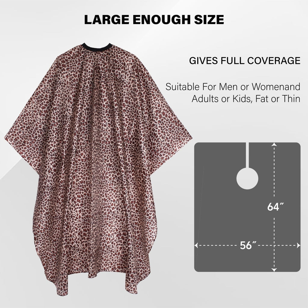Waterproof Leopard Hair Cutting Cape 64x56 Inch Salon Cover with Adjustable Neck