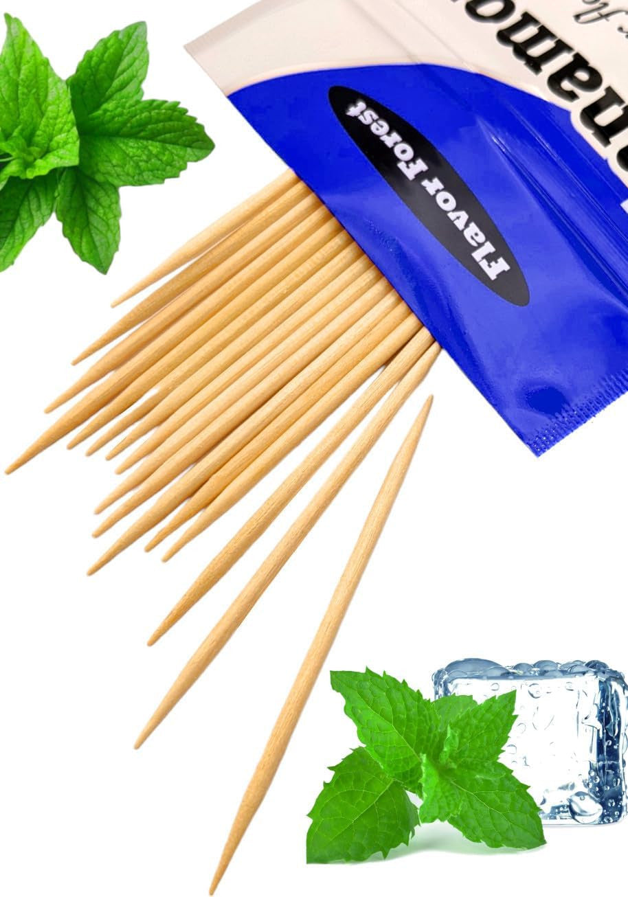 Mint Flavored Toothpicks 200 Count Resealable Pack Natural Peppermint Spearmint Menthol